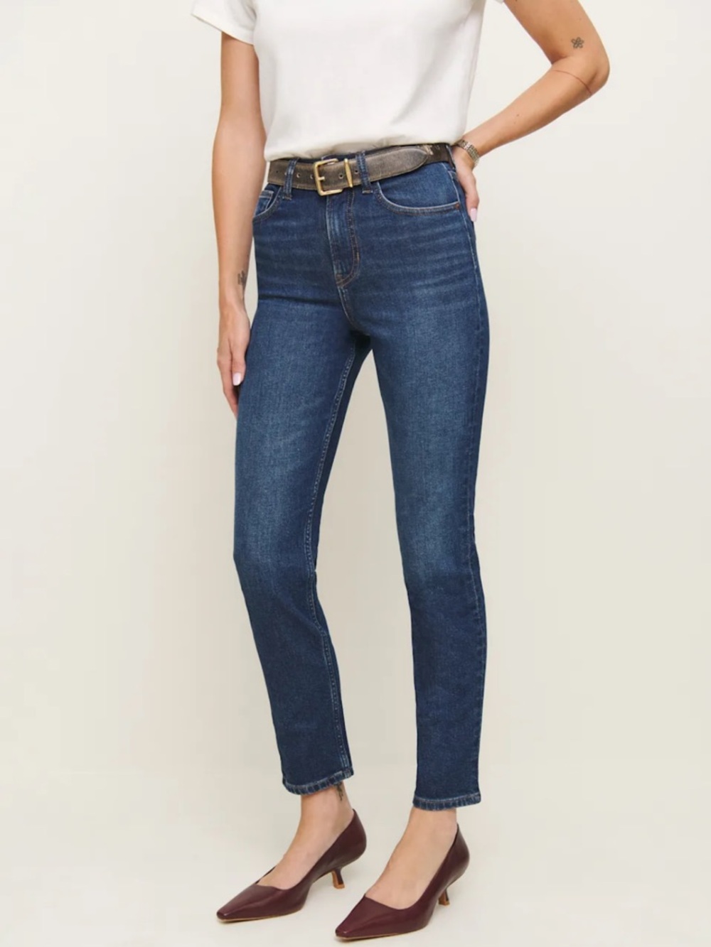 Reformation Ezra Super Stretch High Rise Straight Jeans Blue - Size 28